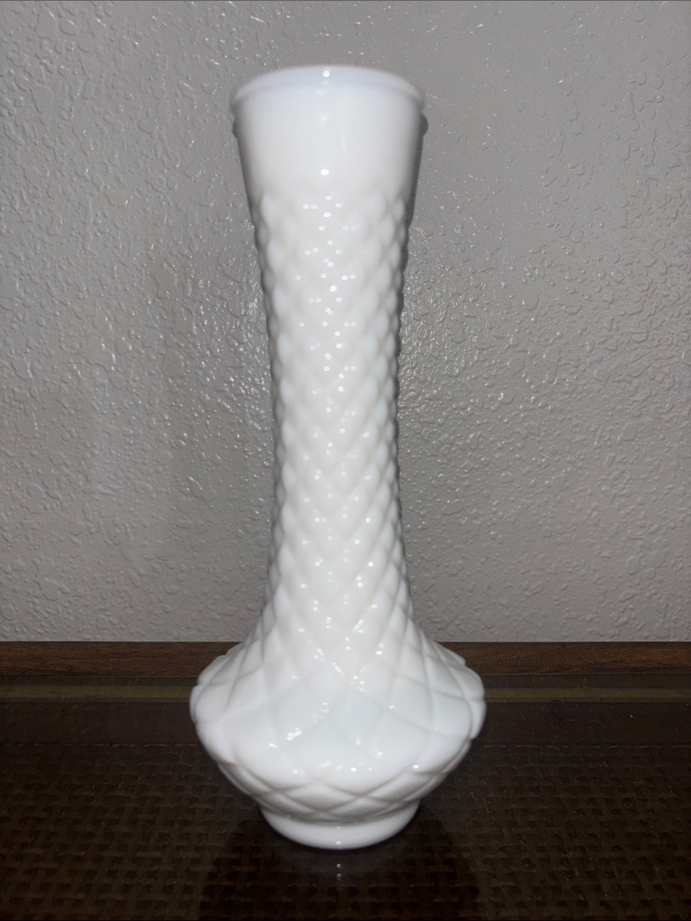 White Milk Glass Quilted Bud Vase - Unbranded